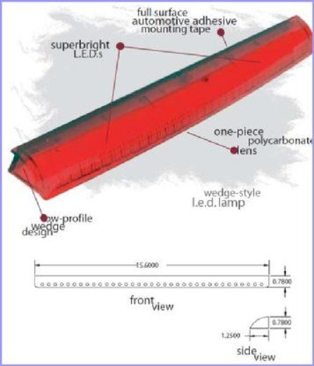 15.6" wedge style 3rd brake light (double sided tape mount)